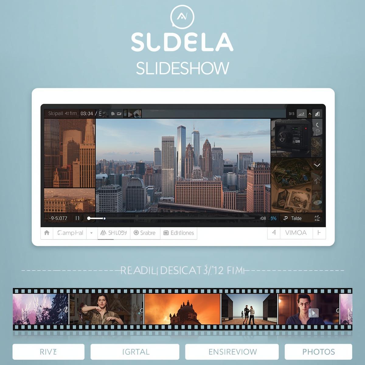 Travel slideshow with vibrant landscape photos arranged in collage style